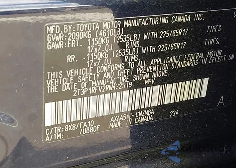 2024 Toyota Rav4 Xle из США, поврежденный, VIN 2T3P1RFV2RW432519